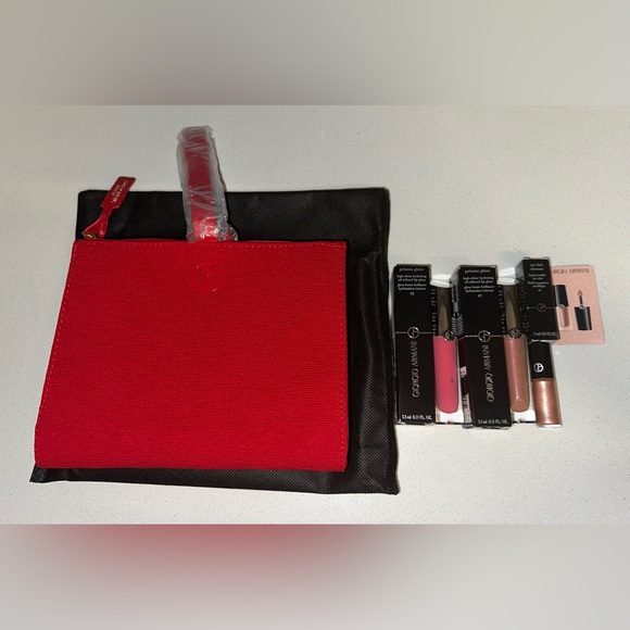 Armani 2pc. Full Size Prisma Glass Lip Gloss Set, Make-up Pouch, Eye Tint #44 - Picture 12 of 17